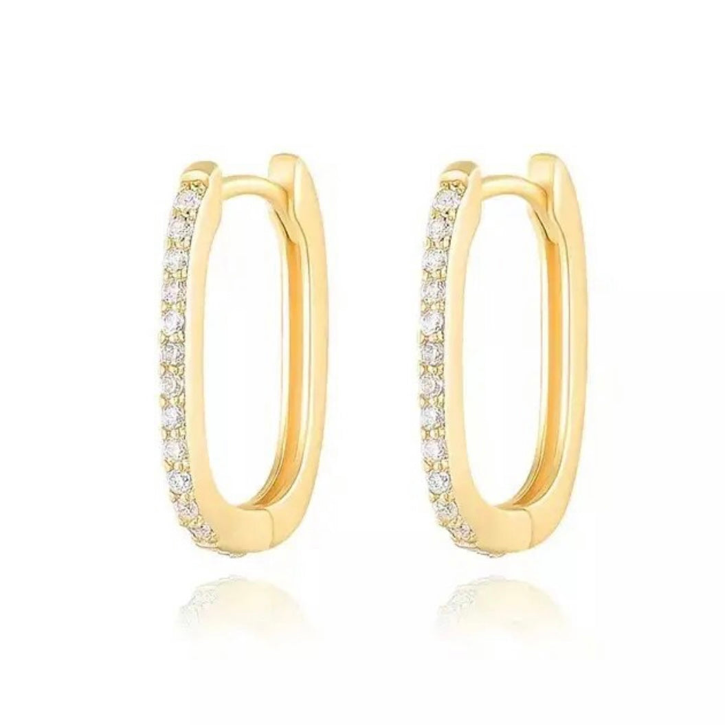 Diamanté Square Hoops in Gold