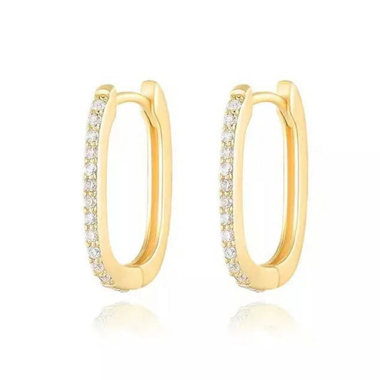 Diamanté Square Hoops in Gold